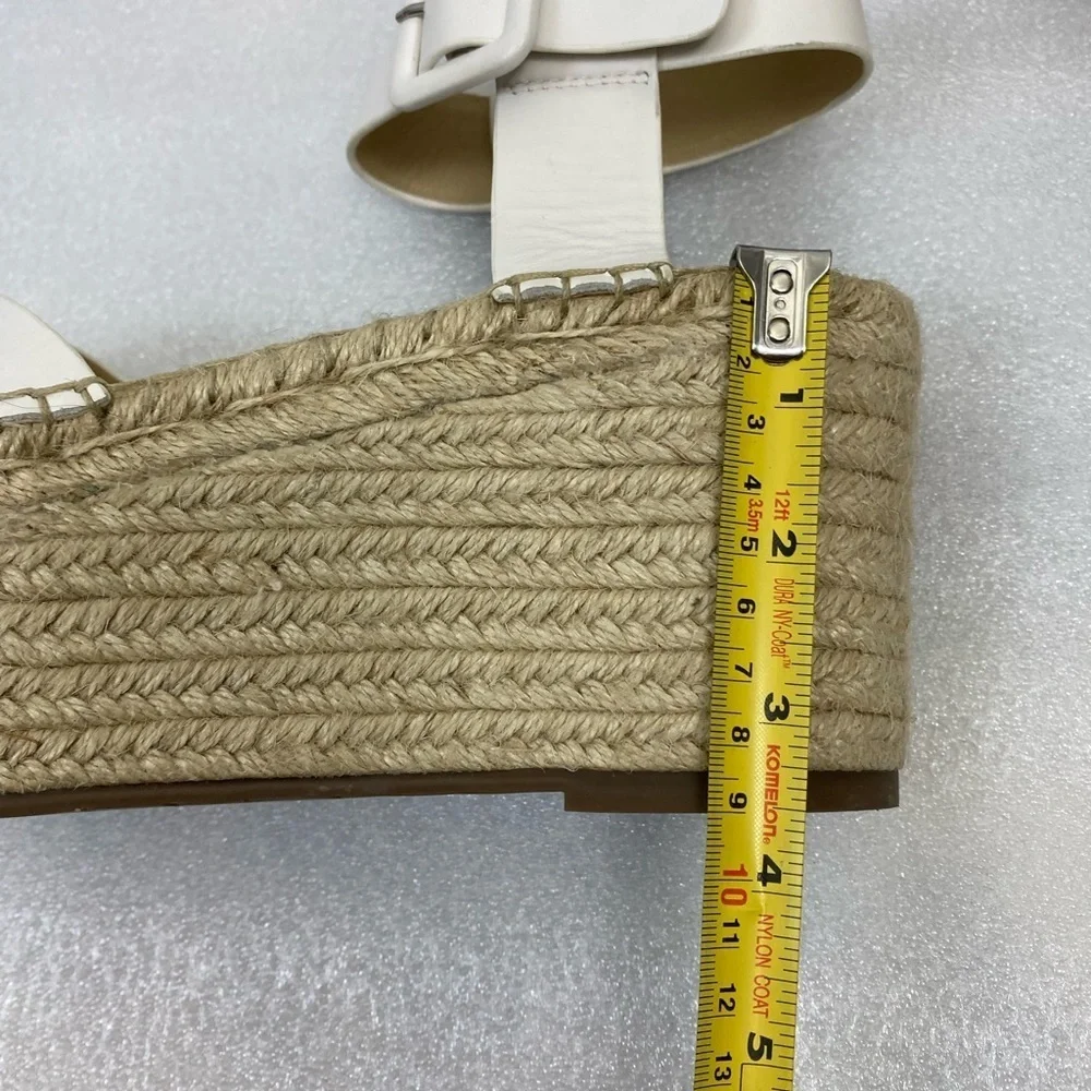 Marc Fisher Randall‎ Platform Wedge Espadrille White Leather Summer sandals 10 M